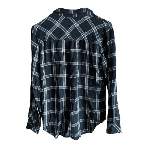 Rails Hunter Ash Cream Grey Plaid Flannel Button Shirt - Picture 3 of 7